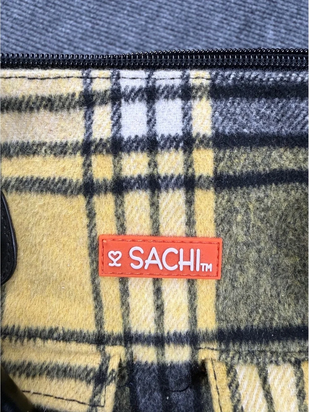 SACHI Plaid Insulated Lunch Tote Cooler Bag Yellow Black Thermal Handbag